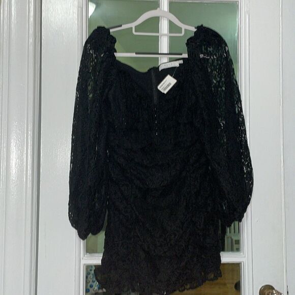 ASTR the label ruched black lace long sleeve mini corset dress medium NWT - Picture 17 of 17